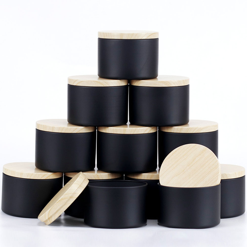 Metal Tin Lid 4Oz - 24個 4オンス ブラックキャンドルジャー、蓋付きラウンドメタルキャンドル缶、DIYストレージ、キャンドル作成用品に使用