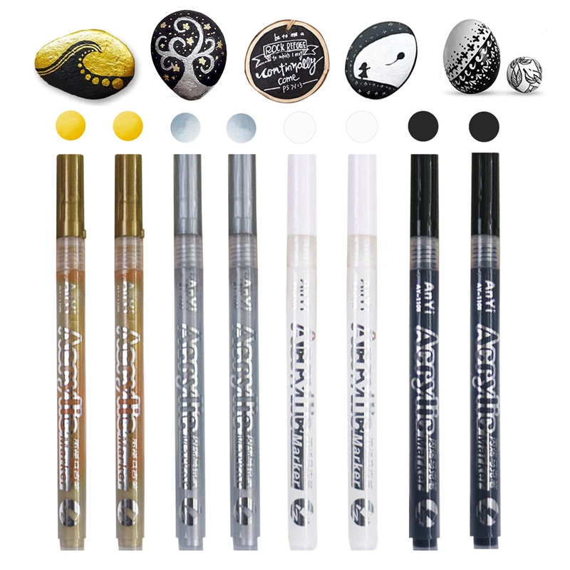 Copic Marker Classic - アクリル絵筆,3ピース/セット,岩,石,セラミック,ガラス,木,タイヤ,布,金属用の極細の黒のキャンバス