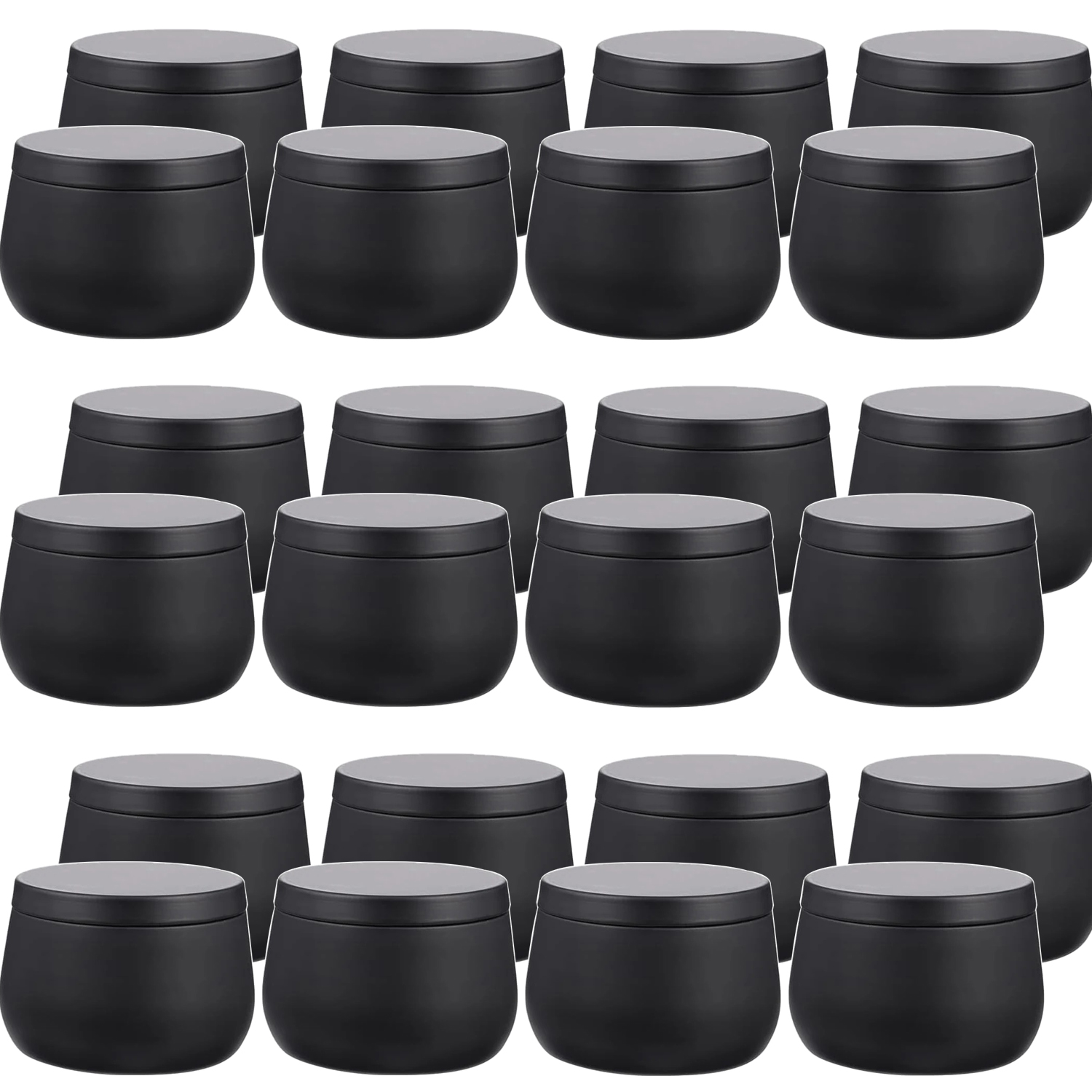 Metal Tin Lid 4Oz - 4オンス/8オンスの空の金属製キャンドル缶（蓋付き）、黒いキャンドルジャー、DIYクリスマスキャンドル作成用、家庭用DIYサンプル容器