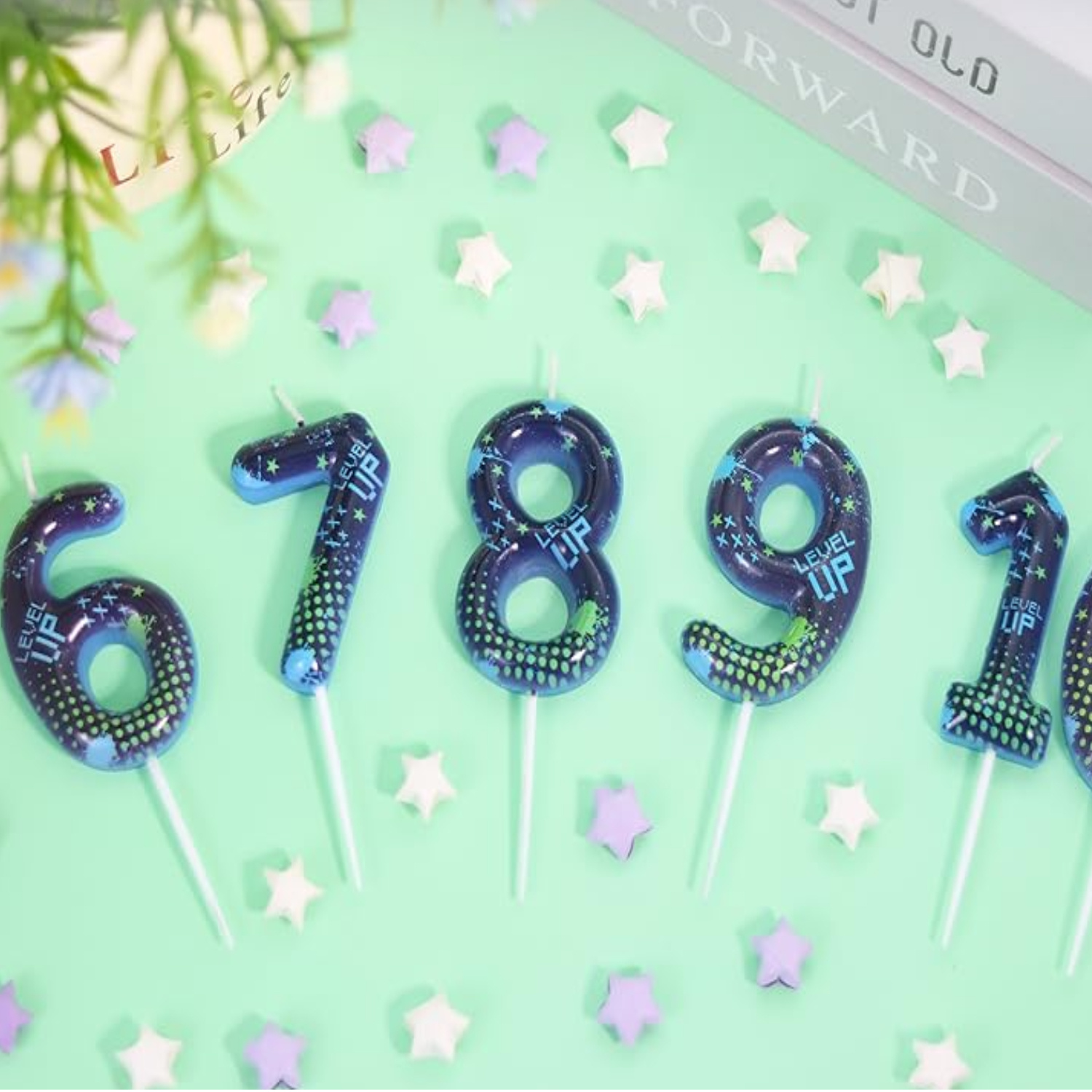 Candle Supplies Free Shipping - 青いゲームボーイ 0-9 数字の誕生日キャンドル、ビデオゲームケーキデコレーション、要塞戦サンドボックスパーティー用品