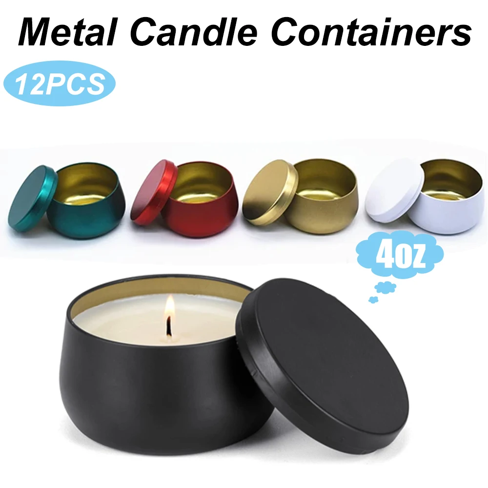 ふた付きの空の金属缶、収納ブリキボックス、キャンドル作り、美 - Metal Tin Lid 4Oz のレビューと価格
