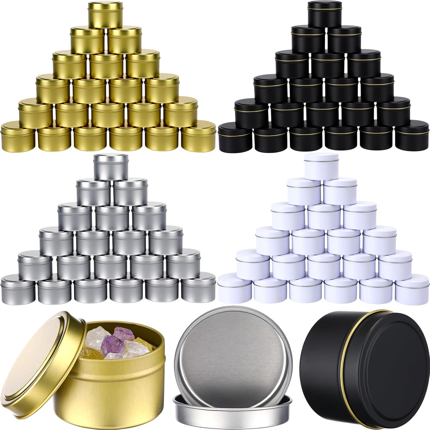 100個入り 4オンス キャンドル缶 蓋付き DIYメタルワ - Metal Tin Lid 4Oz のレビューと価格